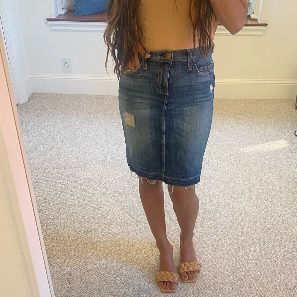 Current Elliott denim distressed pencil skirt